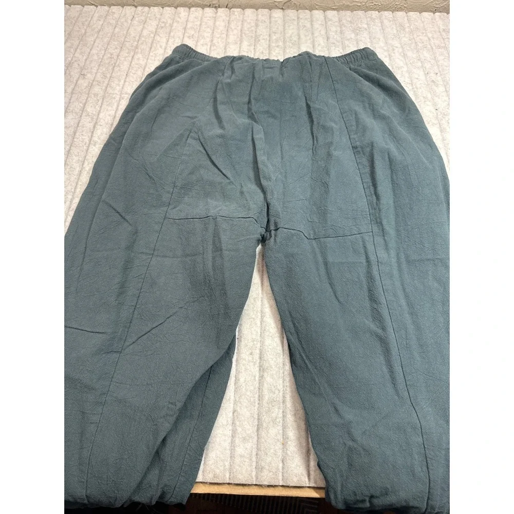 Kidōriman Slate Blue Embroidered Calligraphy Jogger Pants Mens 4XL Relaxed Fit